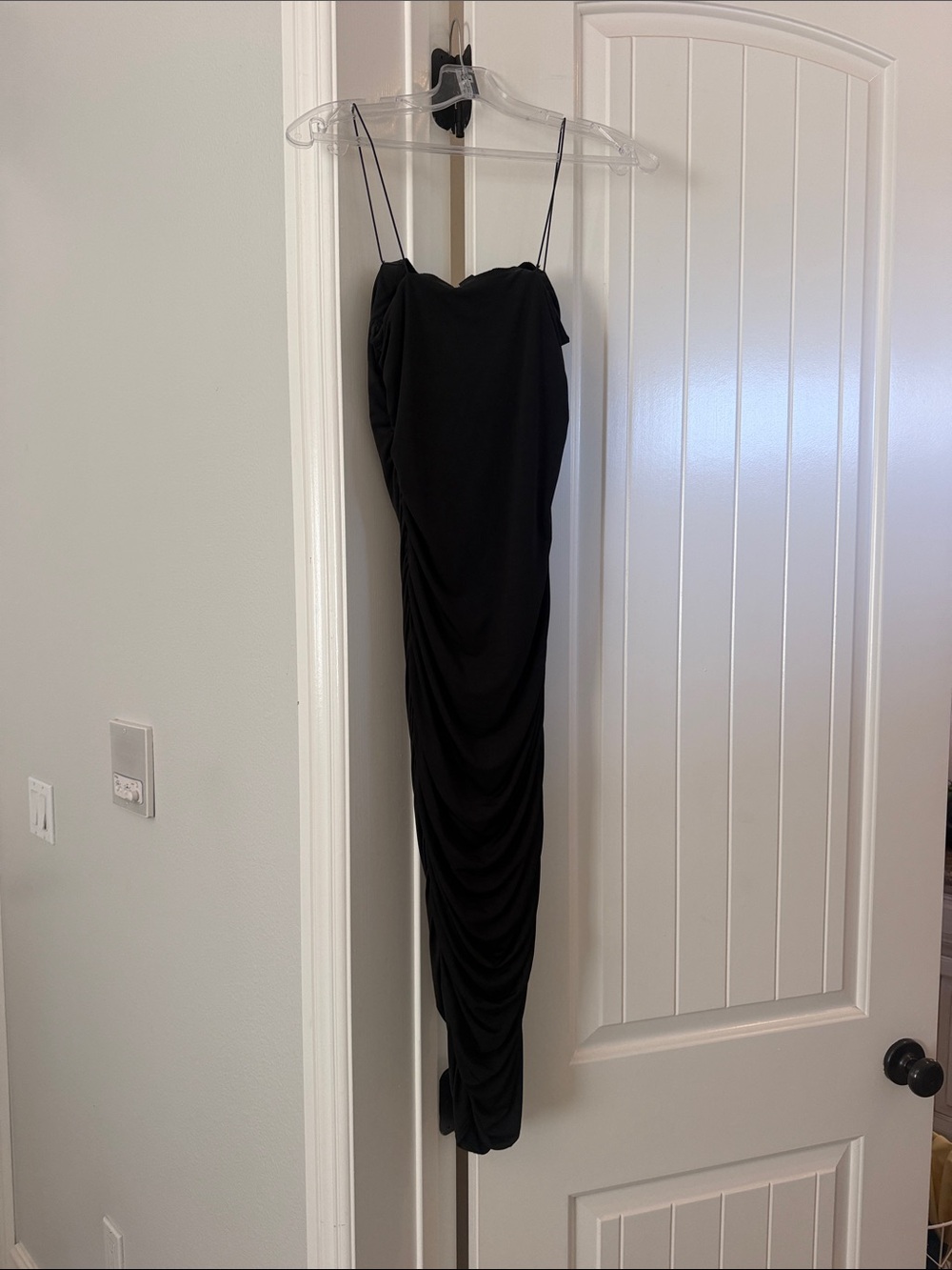 Windsor Black Strapless Ruched Slip Dress